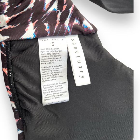 Sanctuary Stay Cool Leopard Print V-Wire Bralette Swim Top | Size S, Black Multi - Picture 8 of 11
